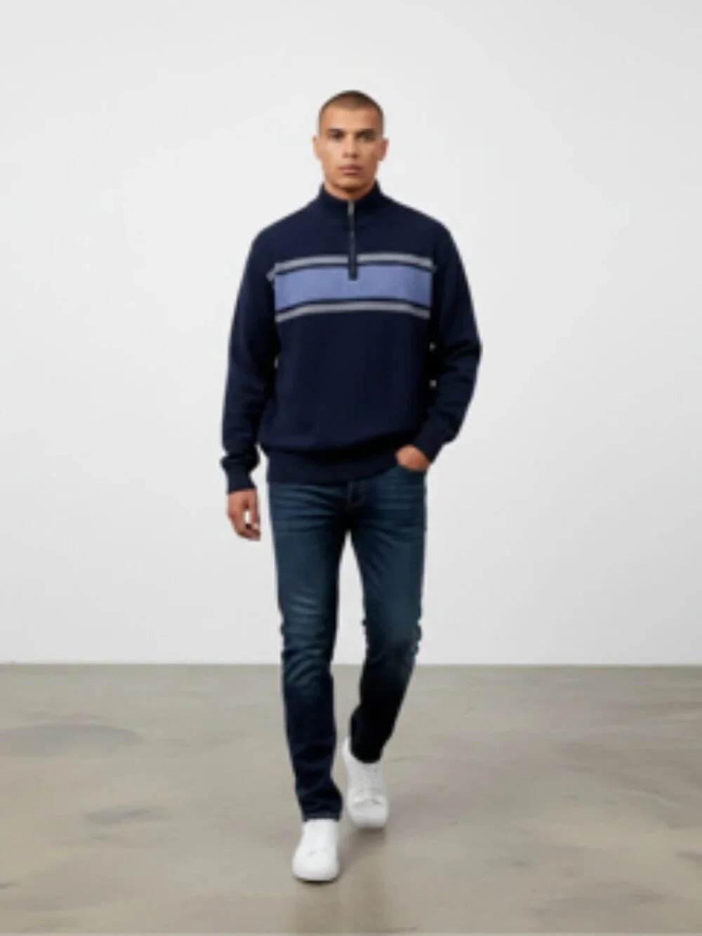 Dockers 1/4 Zip‎ Pullover  Mens XL Cotton Long Sleeve Blue Sweater
